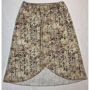 Paris Blues Skirt Women Size M Beige Aztec Faux Wrap Tulip Stretch Waist
